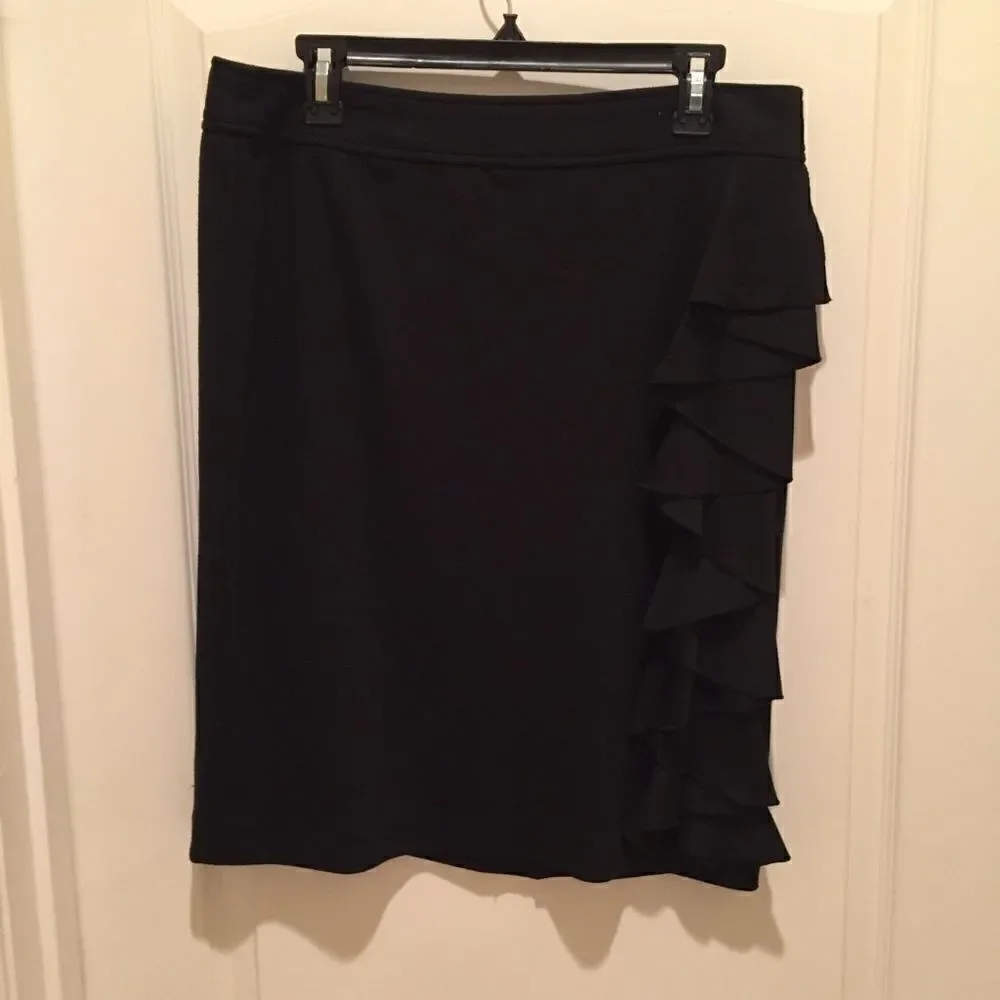 Carole Little Black Skirt with Ruffle Size 14